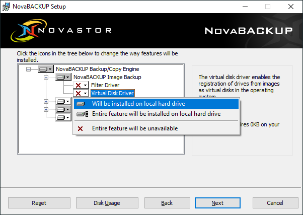 Novastor unable to allocate the backup engine
